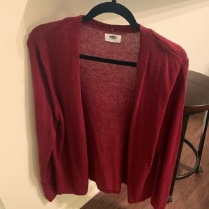 Burgundy-wine color open cardigan